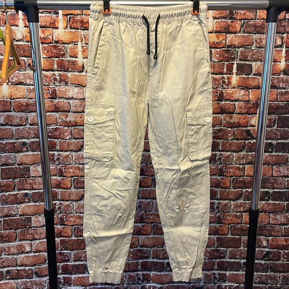Regal Exchange men’s cargo joggers pants khaki tan beige large pockets
